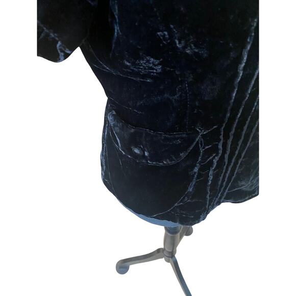 Retro Chic, Old Hollywood, Vintage Glam Black Plush Velvet Jacket Top - Picture 3 of 5